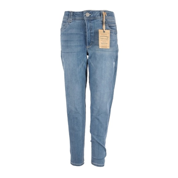 Democracy Skinny Ankle Jeans 16 NWT Blue Slightly Distressed Slimming Fit Comfy - Picture 1 of 9